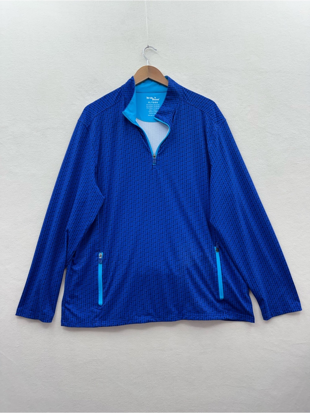 Birdie Bound Men’s XL Pullover Shirt Blue Quarter Zip Golf Long Sleeve
